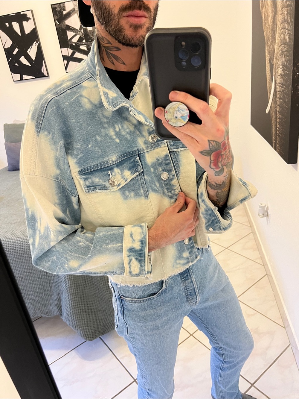 Wild Fable Blue and White Tie-Dye Denim Jacket
